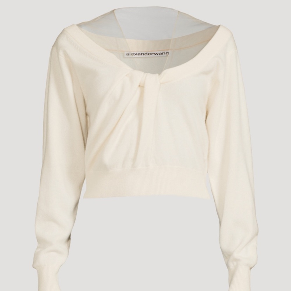 Alexander Wang pullover cream sweater with tulle, size XS, Like New cond…
